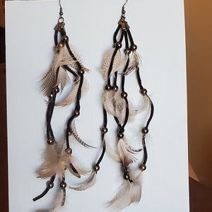 Feather and Bead Festival Earrings